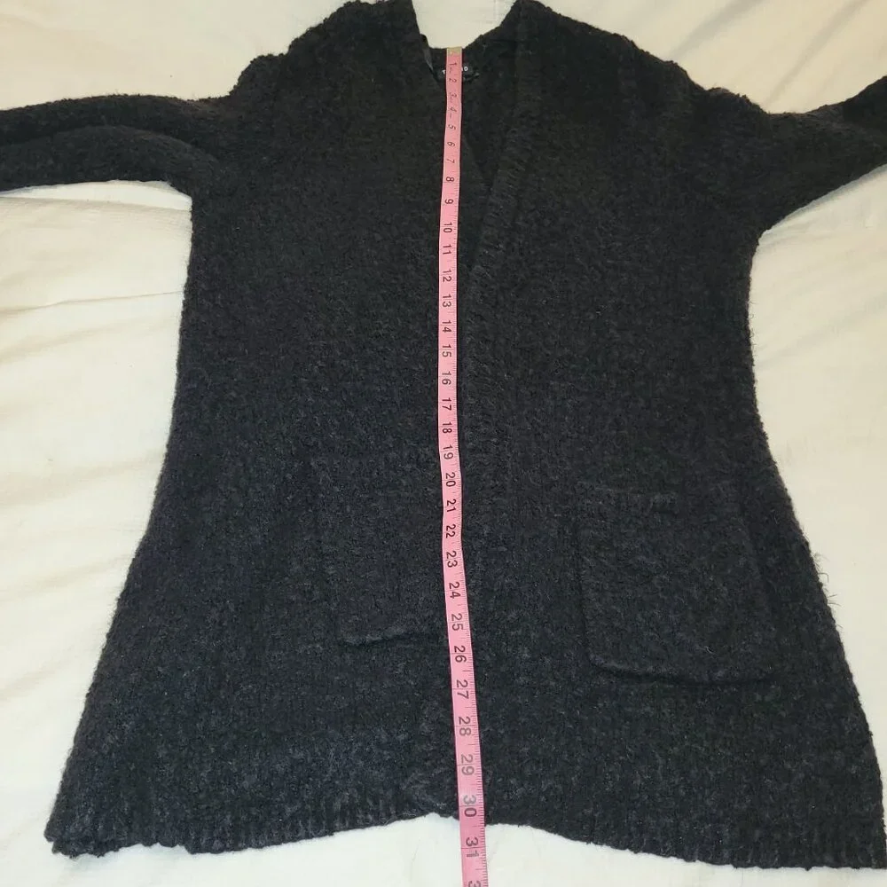 Women's Torrid Long Black Rough Knit Open Front Cardigan with Pockets - Size 3 - Picture 8 of 9